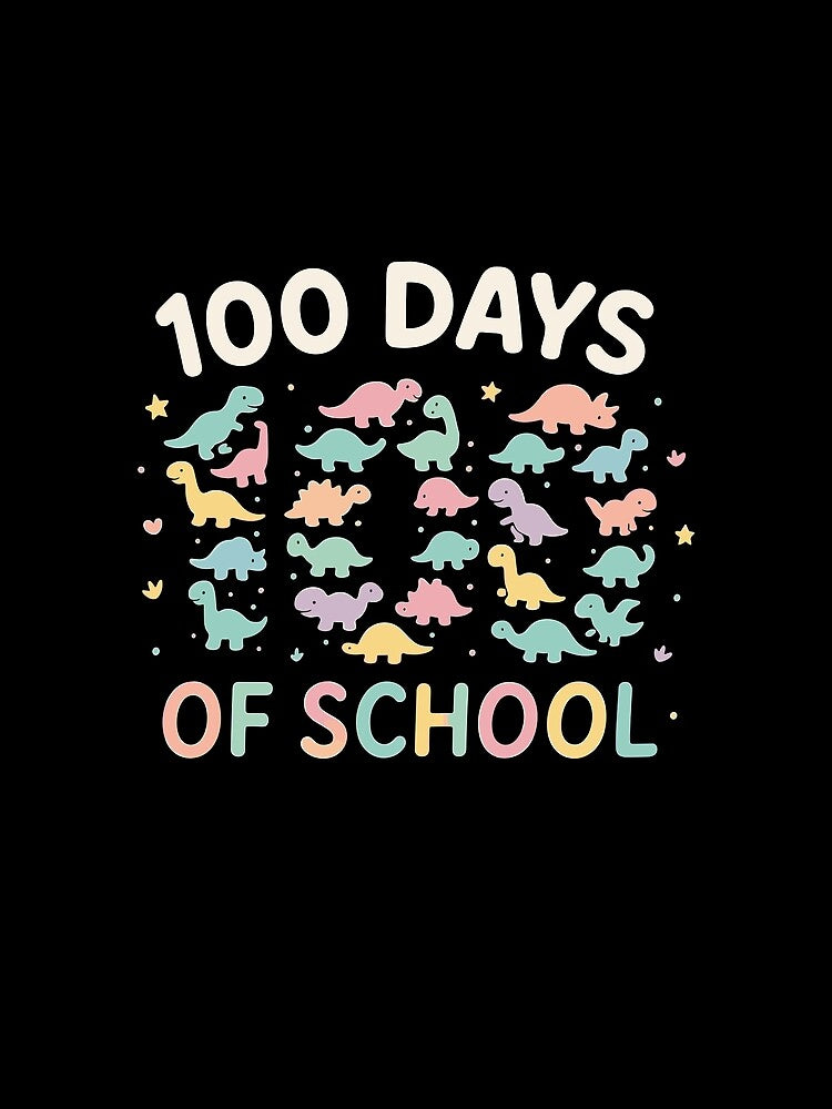 100 Days of School Dinosaur – Cute Dinosaur 100th Day of School Kids by RyuEssence