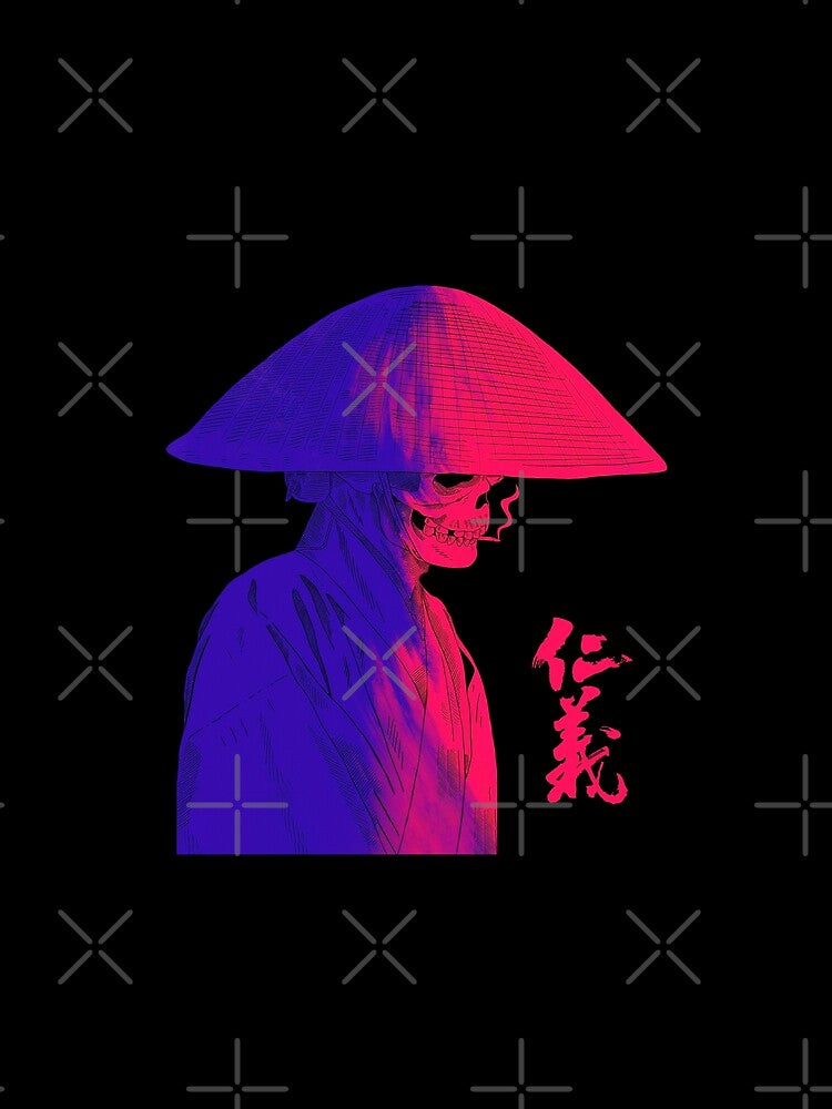 Vaporwave Japanese Urban Samurai Skull by OWLvision33