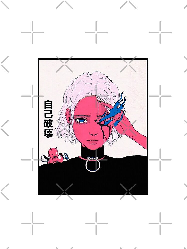 Vaporwave Japanese Evil Girl by OWLvision33