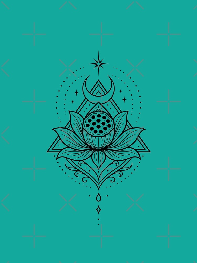 Lotus flower with moon and crescent moon by Christine Krahl