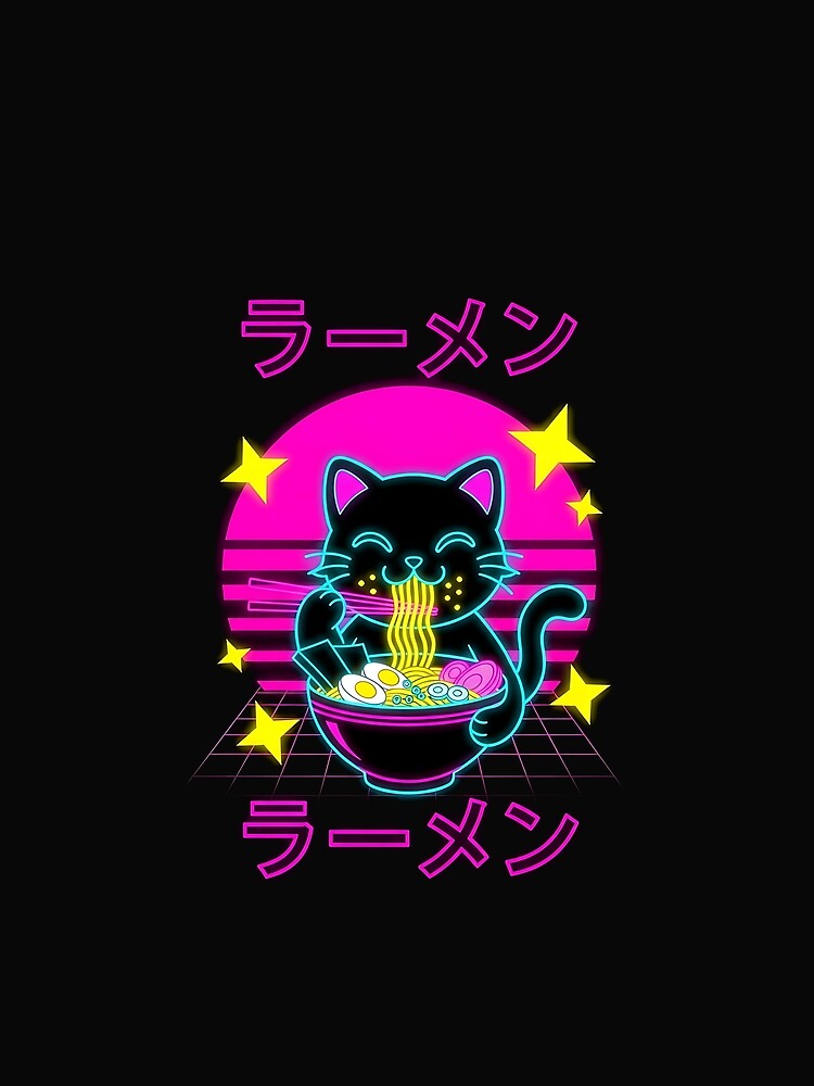 Anime Ramen Cat Retro Japanese Noodles Aesthetic Kawaii cat by cawtoon