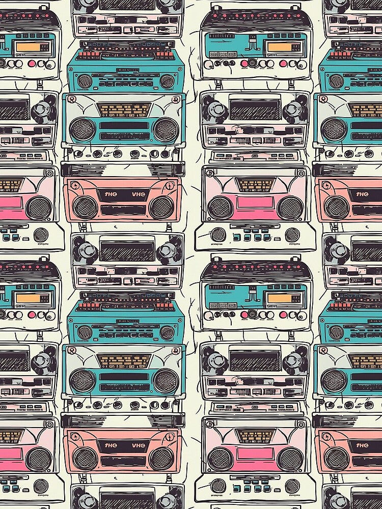 Pattern with retro tape recorders Gift by AtisanArt