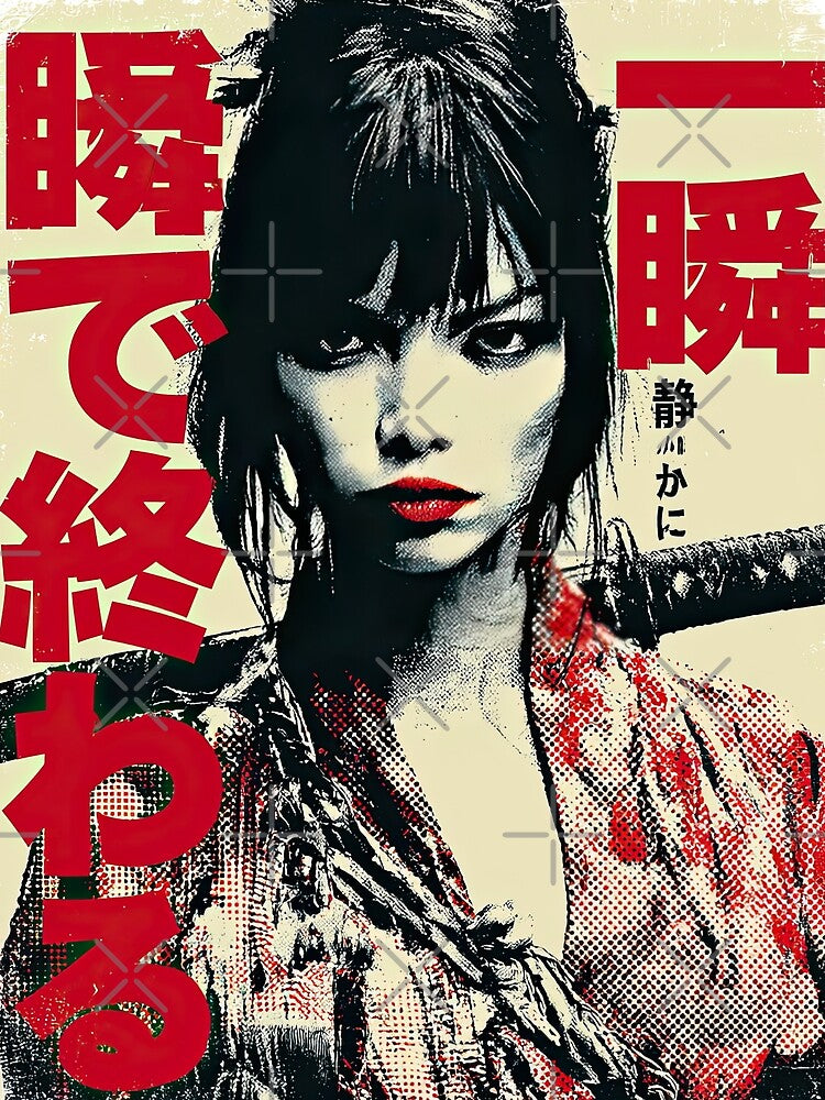 Japanese Samurai – “DAMATTE OWARE” Retro Propaganda Style – Vintage Katana by obstinator