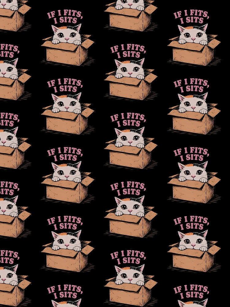 If I Fits I Sits Cat in Box Funny Cat Lover Design by ChaoticCatIlust