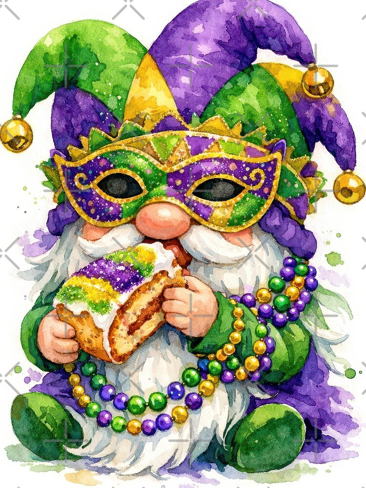 Mardi Gras Gnome With King Cake by Maria Dryfhout