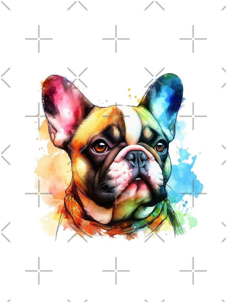 French Bulldog Colorful Watercolor Portrait by MaedK