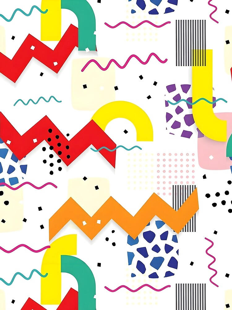 Bright Retro 80s Memphis Geometric Abstract Pattern by Sybille-Yates