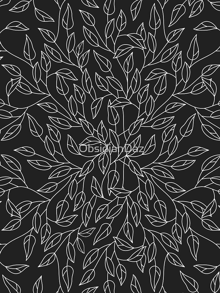 Leaves Pattern (White Line Art) by ObsidianDaz