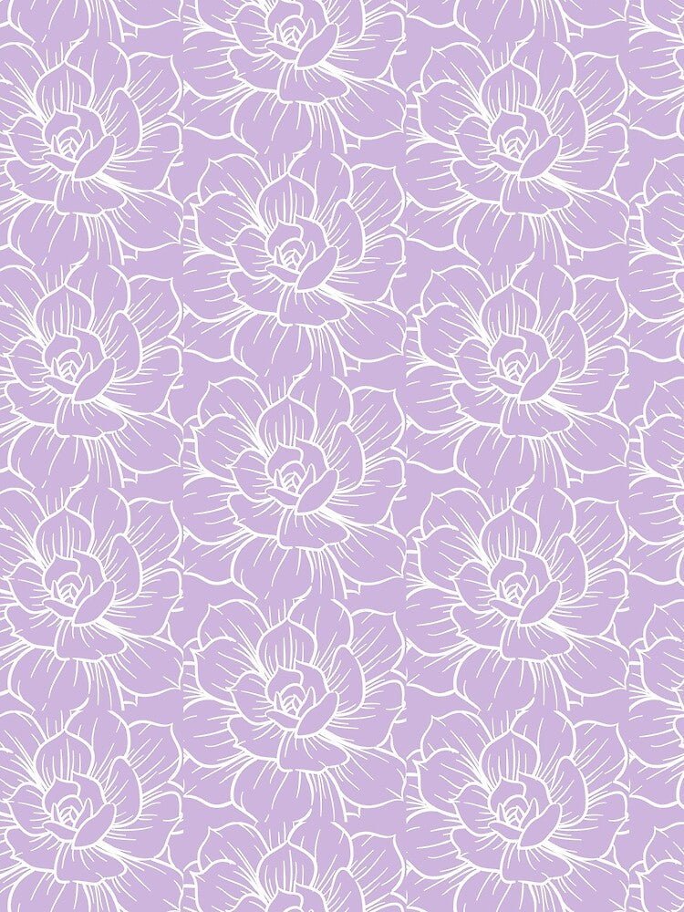 Purple Floral Succulents Flowers Pattern by NelBo