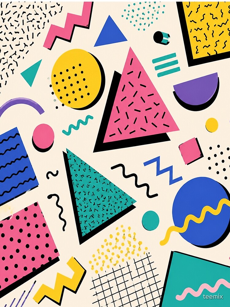 Colorful Memphis Geometric Collage 80s Retro Abstract Pattern by teemix