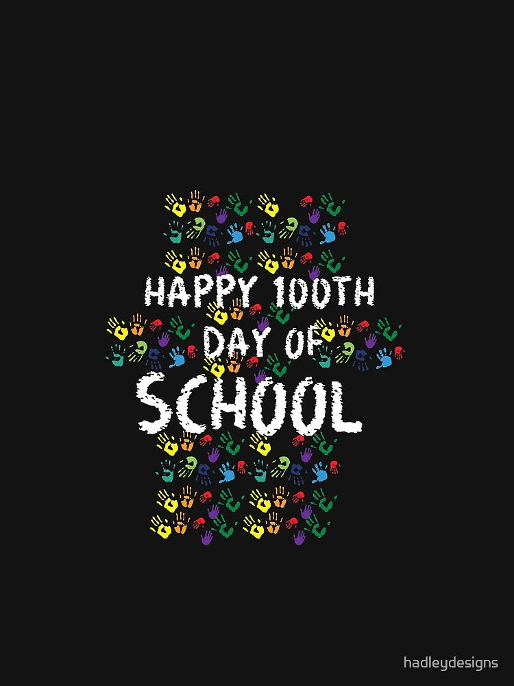 Happy 100th Day of School for Elementary Students hand prints 2 by hadleydesigns