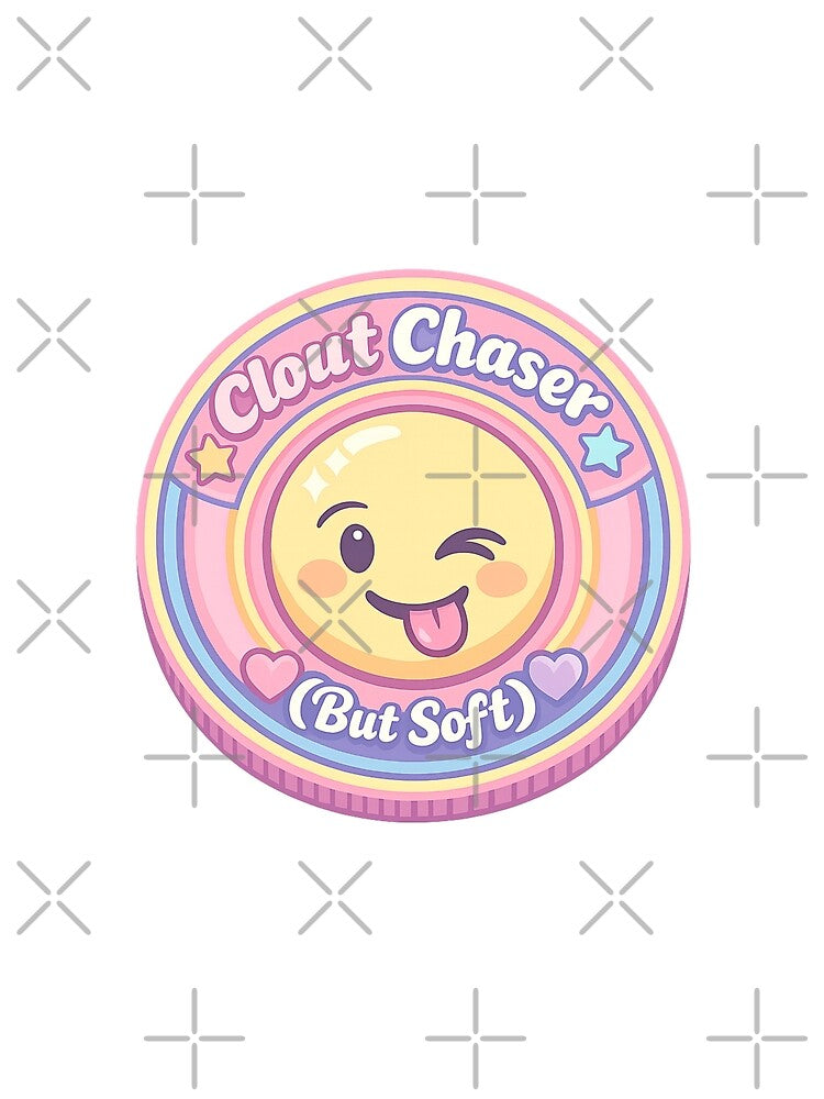 Clout Chaser But Soft | Pastel Meme Coin Wink Emoji Cute Internet Humor by PopCulturePixel
