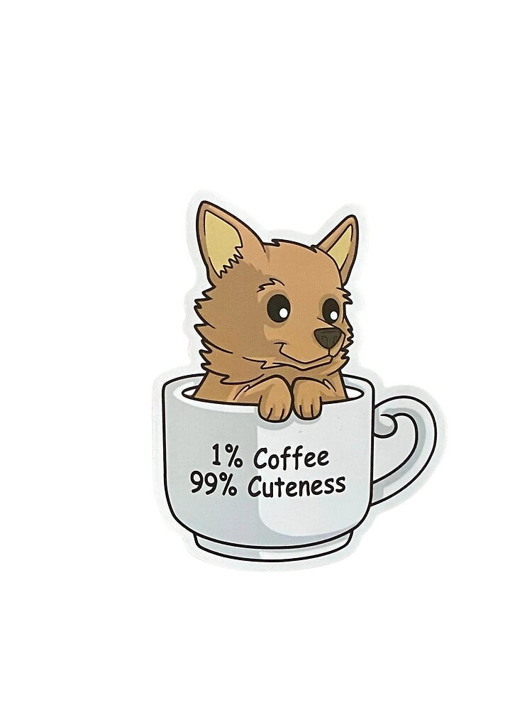 Cute Dog Coffee Lover 1% Coffee 99% Cuteness Funny Puppy Mug Design by ZYNORAworld