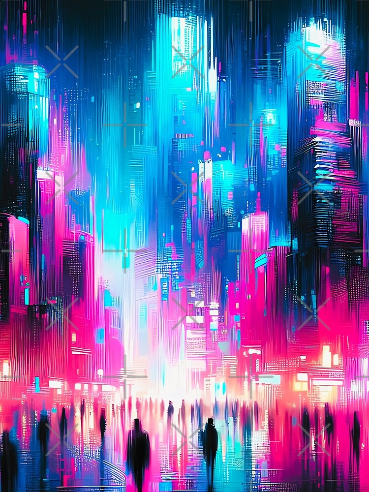 Neon Dreams – Futuristic Cityscape by Dino-Lune