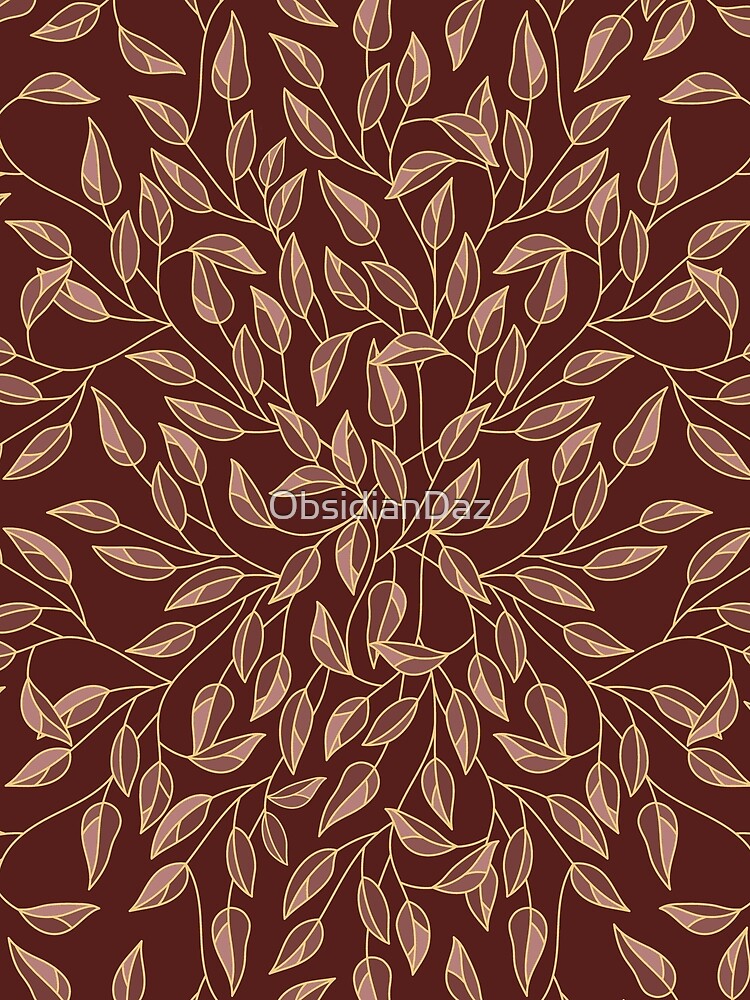 Leaves Pattern (Gold Line Art, Autumn Leavesl) by ObsidianDaz