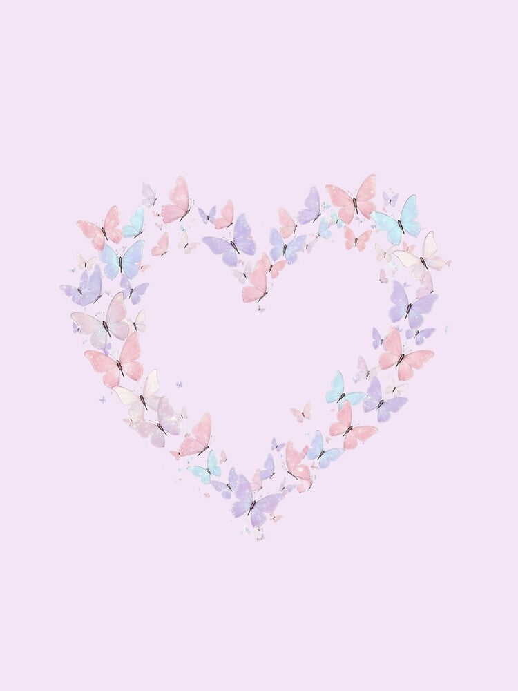 Pastel Butterfly Heart Coquette Art by MonaRose_Art