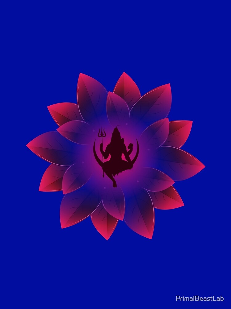 Shiva in Lotus Mandala - Pink Sacred Flower Meditation Silhouette Art by PrimalBeastLab
