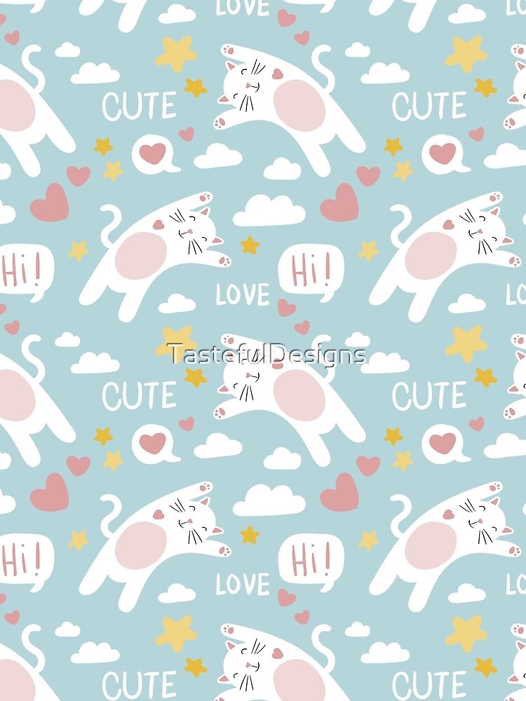 Doodle cat pattern with lettering by TastefulDesigns