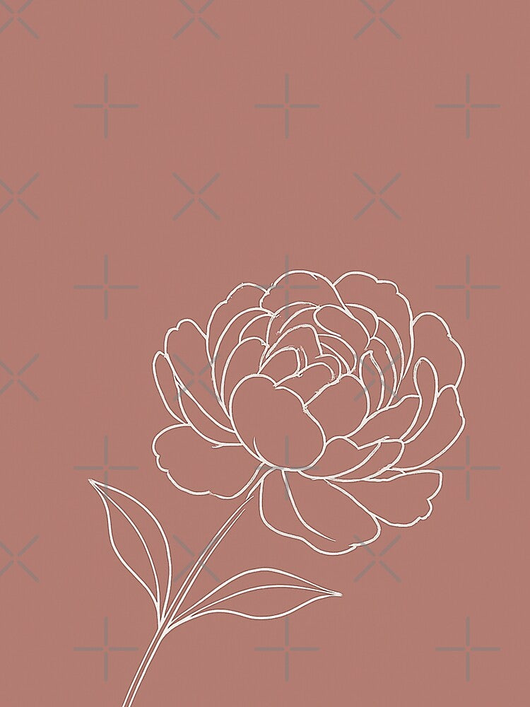 Offset Peony Bloom — Minimalist Botanical Line Art Collection 1 by VoglR