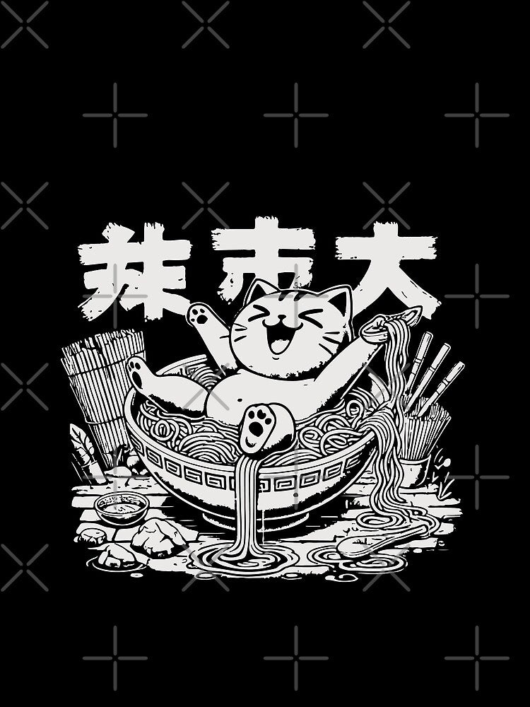 Kawaii Cats Ramen Noodles Japanese Streetwear by LuminOrb