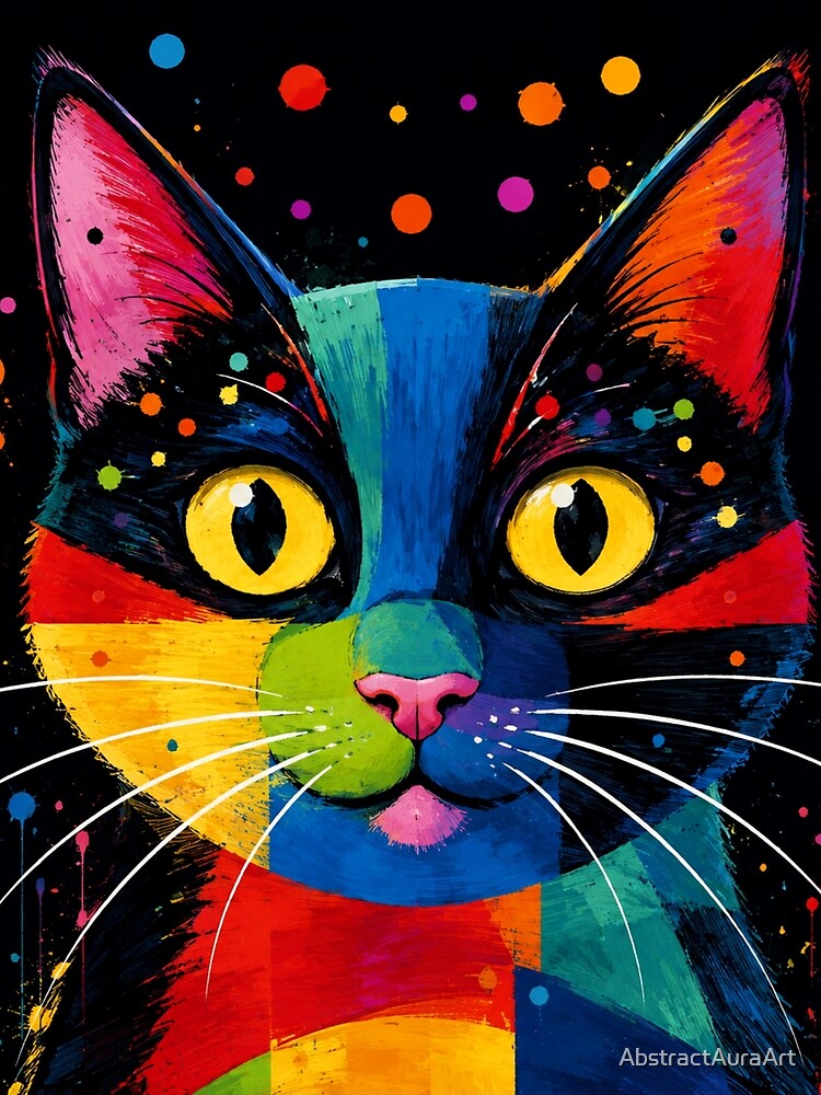 Colorful Pop Art Cat Wall Art | Modern Abstract Cat Print | Vibrant Cat Lover Gift by AbstractAuraArt
