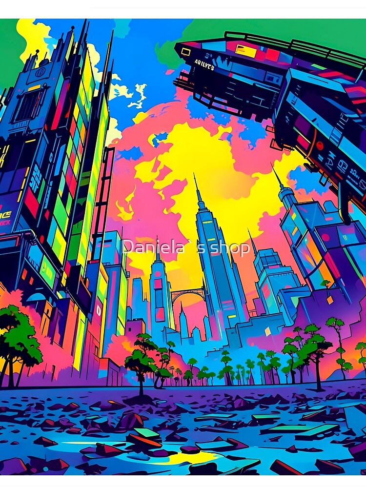 Neon Neon Cityscape by Daniela`s shop