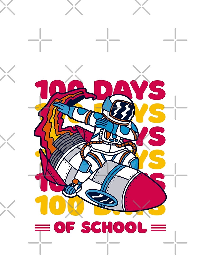 100 days of school typography featuring Astronauts dabbing on a rocket #2 by XYDstore