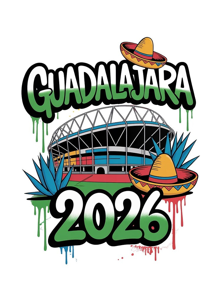 Guadalajara 2026  Mexico Football Soccer Souvenir T-Shirt V6 by DarylWelsh2024