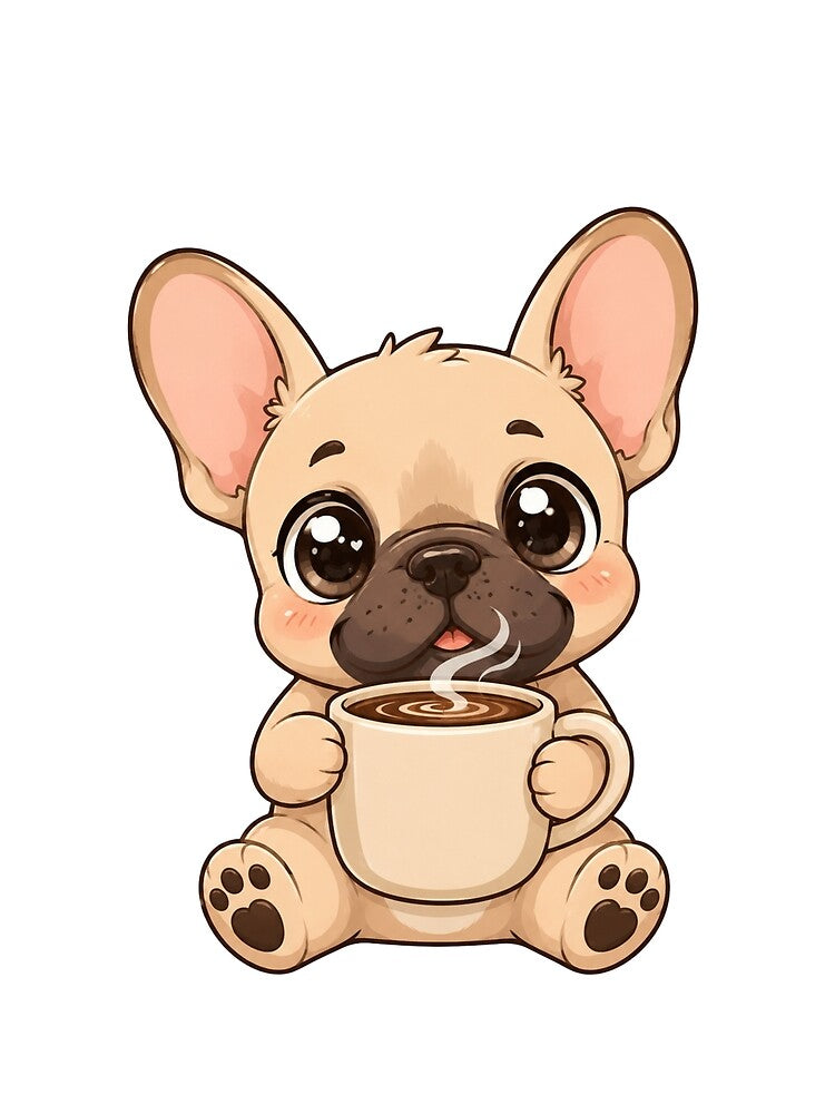 Cute Kawaii French Bulldog Hugging Coffee Mug by Piising