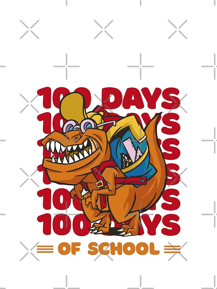 100 Days of school typography featuring a T-rex dino with bacpack #5 by XYDstore