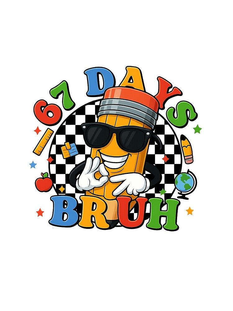 Funny "100 Days of School Bruh" Groovy Pencil Boys Teacher by haitrieuic96