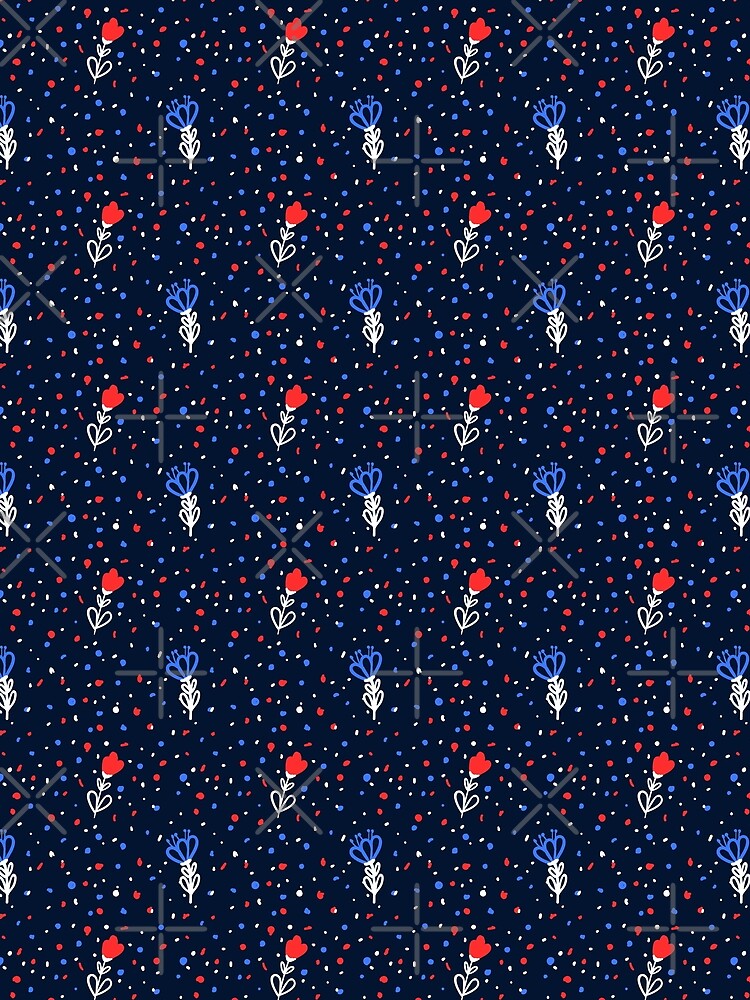 Red and Blue Floral Doodle Pattern by mrhighsky