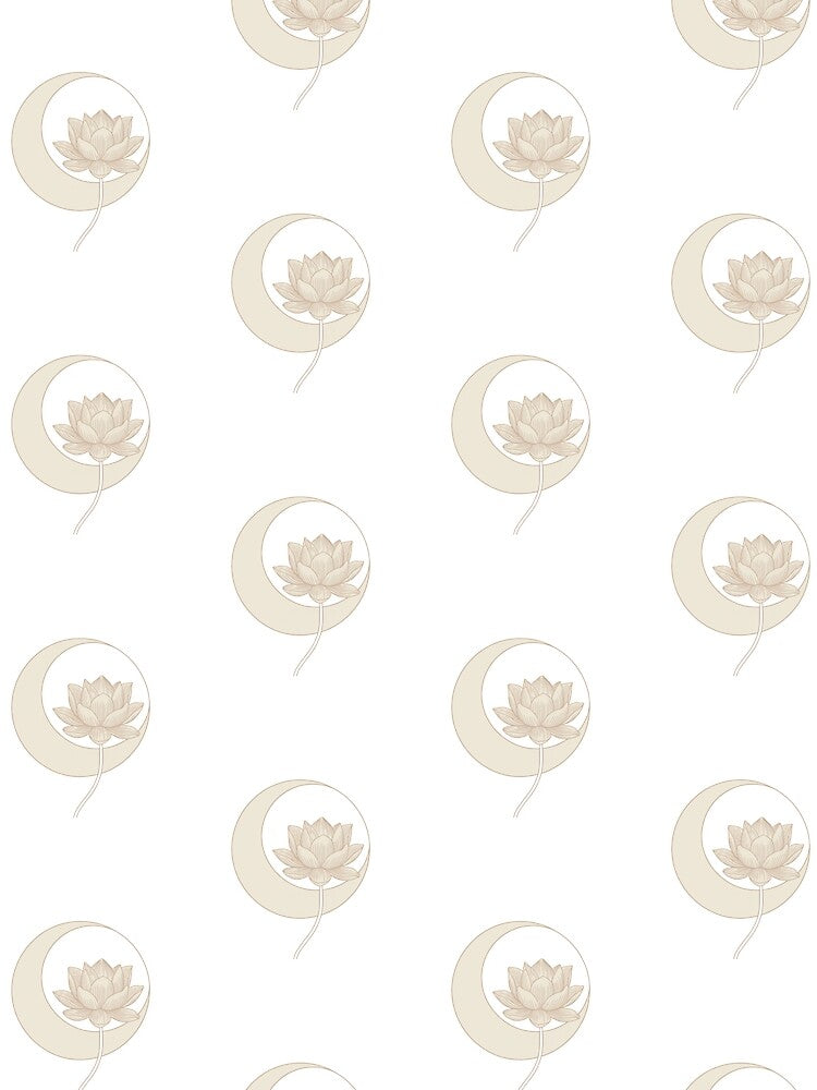 Crescent Moon and Lotus Flower – Spiritual Zen Art by ArtByYunus