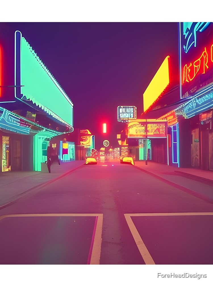 Neon City Street By Night | Cyberpunk by ForeHeadDesigns