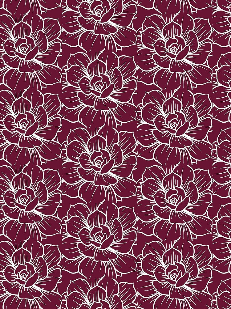 Red Floral Succulents Flowers Pattern by NelBo