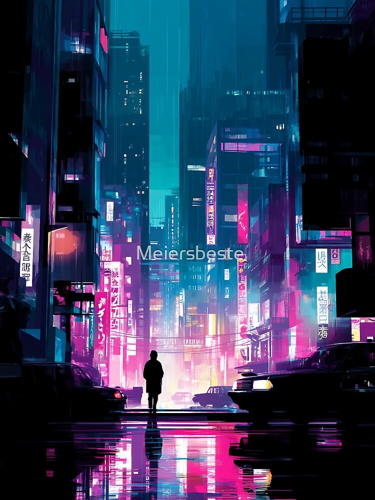 Cyberpunk City – Anime Neon City Scene by Meiersbeste