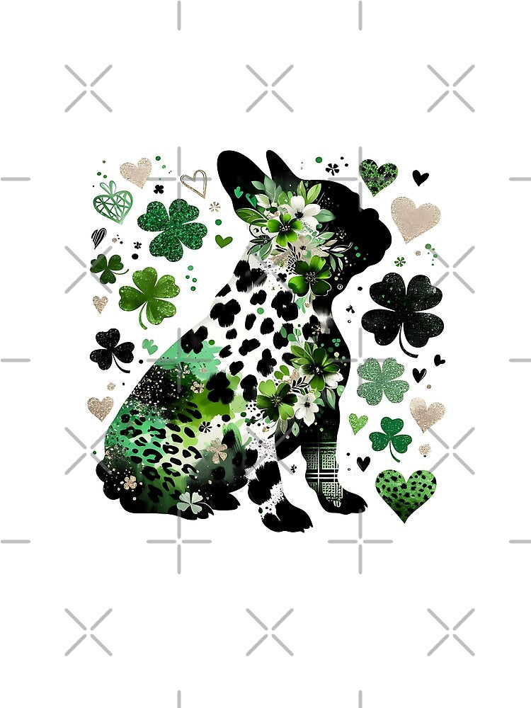 St Patricks Day French Bulldog Frenchie Dog Bulldog Made of Leopard Print & Shamrocks by TheBeesForYou