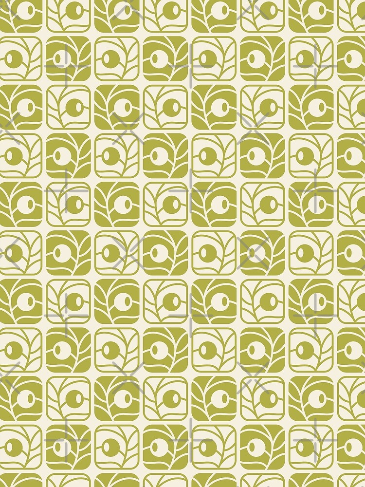 2564 - sage green floral tiles pattern by RouCouCou