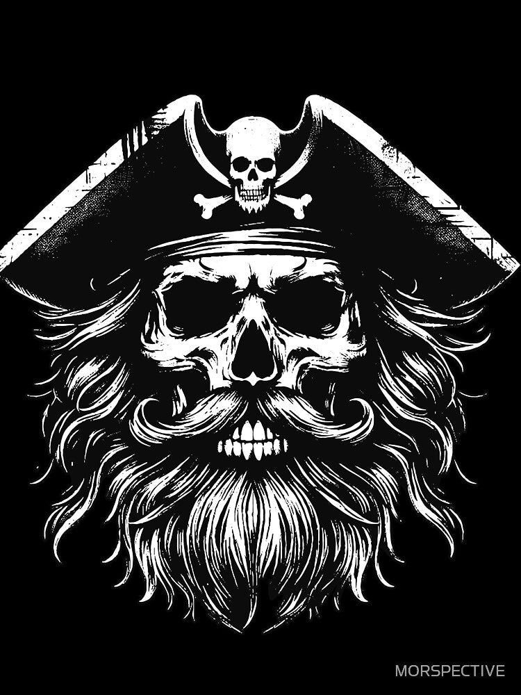 Dark Art Skull Pirates Captain with Hat Marine Grunge Vintage Tattoo by MORSPECTIVE