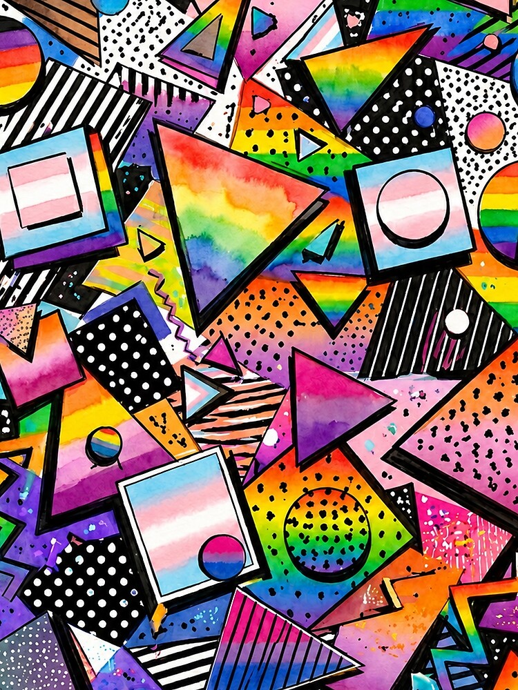 80s Geometric Pride Rainbow Watercolor Pattern by BeJolley