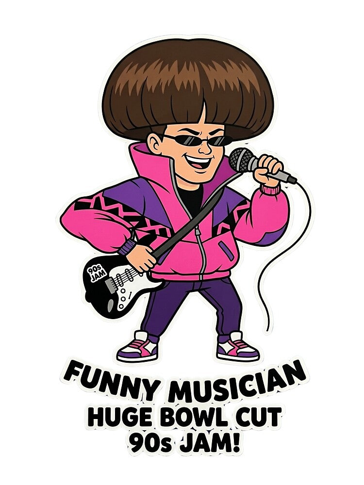 Retro 90s Jam Huge Bowl Cut Musician by Tel A Pet