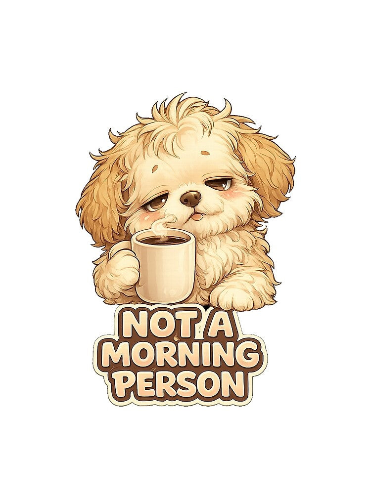 Not A Morning Person -Funny Sleepy Dog -Coffee Art by VeltriX Store