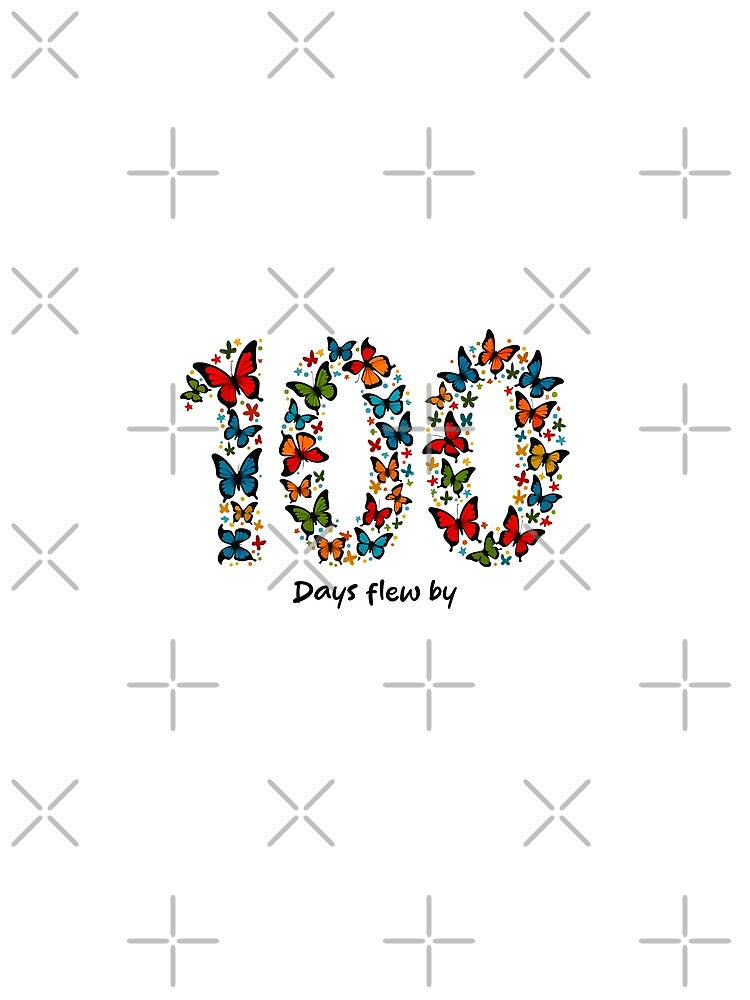 100 Days Flew by Butterfly 100 Days of School Teachers 2025 Funny Gift for Women Girl Students, Teachers by JUSTBEELEGANT