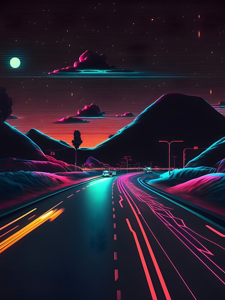 Night Neon Road by ArtAT