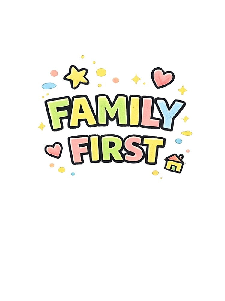 Family First - Childlike Crayon Lettering Art by LEFTERIS-DESIGN