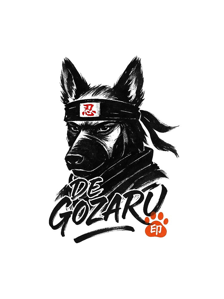 Sumi-e Ninja German Shepherd | Japanese Ink Brush Wolfdog | Type B by koyuki-works