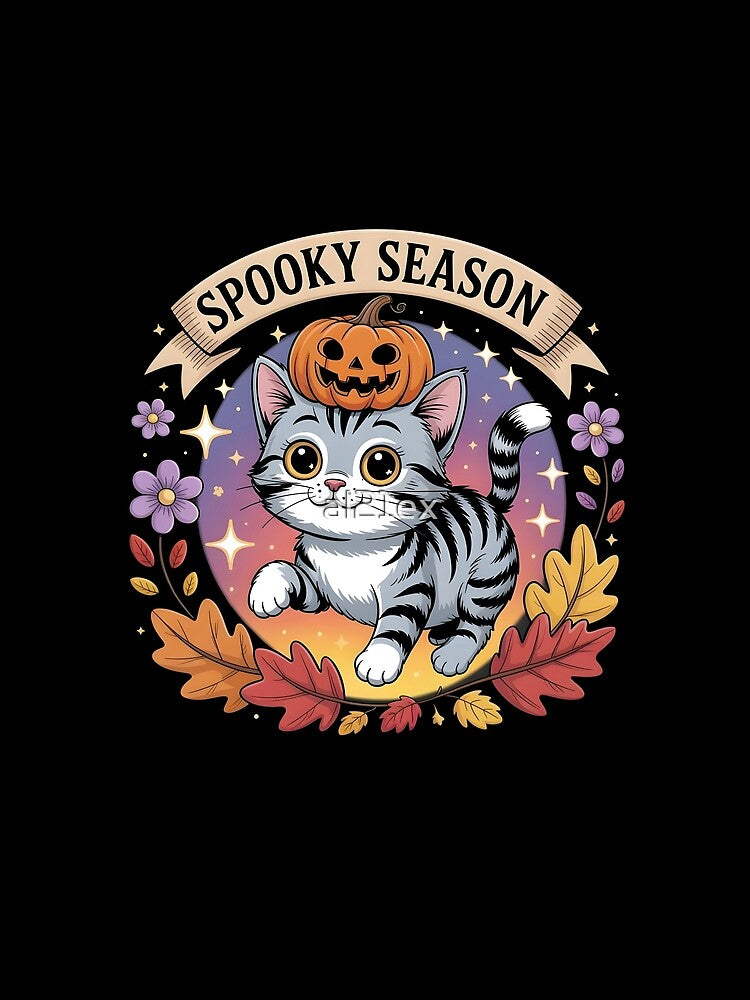 Spooky Season Adorable Ghost Kitty Pumpkin Hat T-Shirt | Spooky Halloween Kitty by al21ex