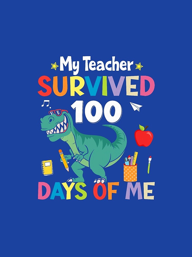 100th Day of School My Teacher Survived 100 Days Boys Dino by KevinorNorris