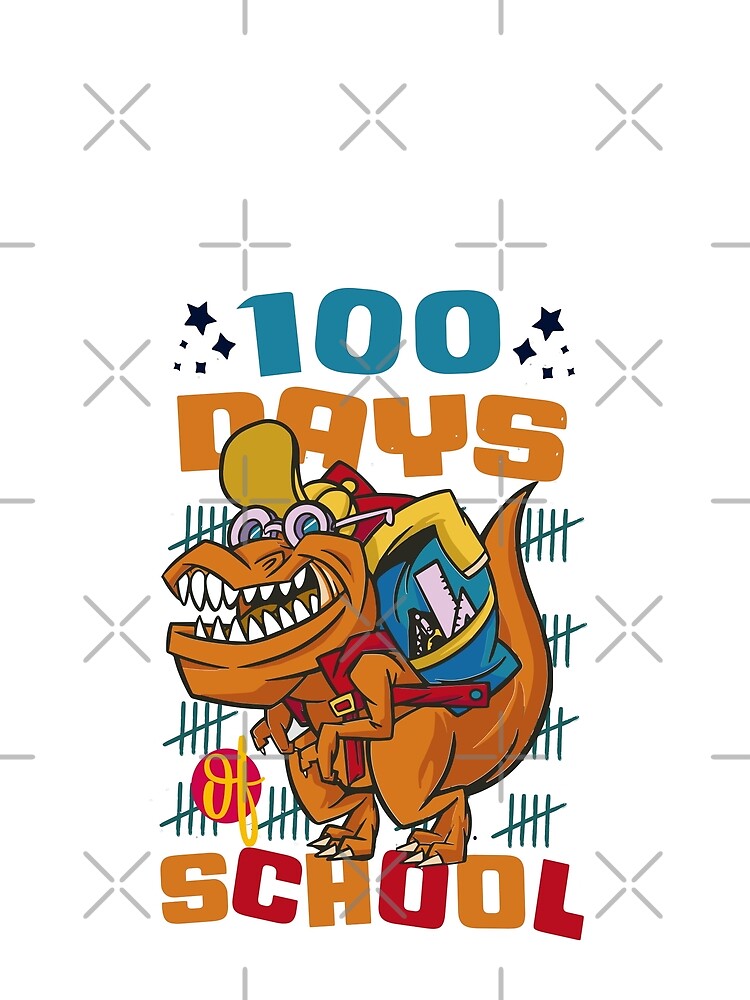 100 Days of school featuring a T-rex dino with bacpack #1 by XYDstore