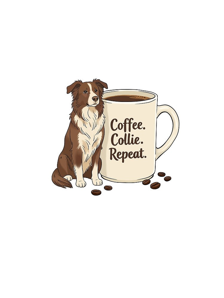 Coffee Collie Repeat Dog Lover Design by MJ ART